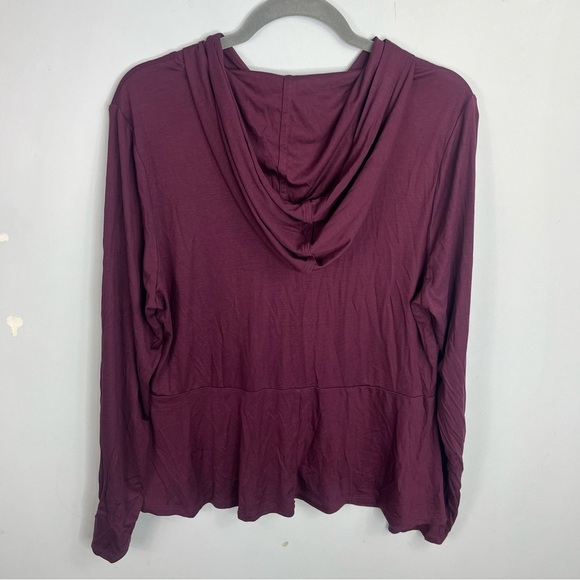Sweaty Betty Size US 12 Maroon Knot Front Hoodie Long Sleeve Jersey Top N5 - Picture 5 of 6